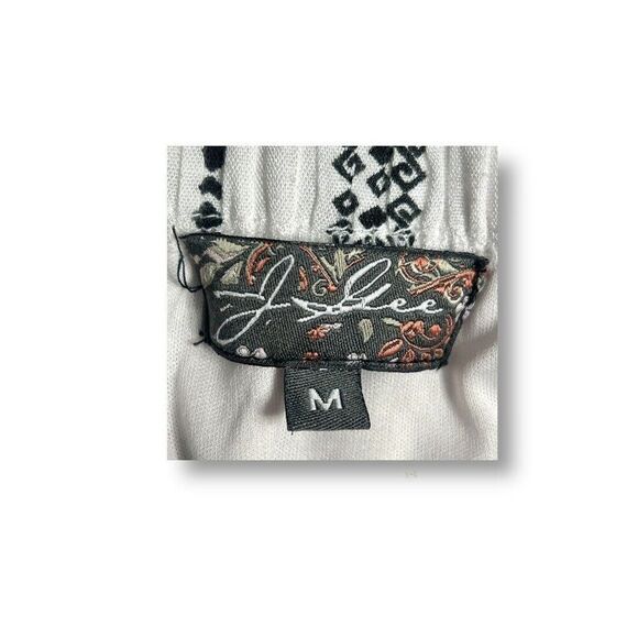 J Gee M Off Shoulder Striped Dress White Black Rayon Tie Sleeve Boho Midi Coasta - Picture 6 of 8